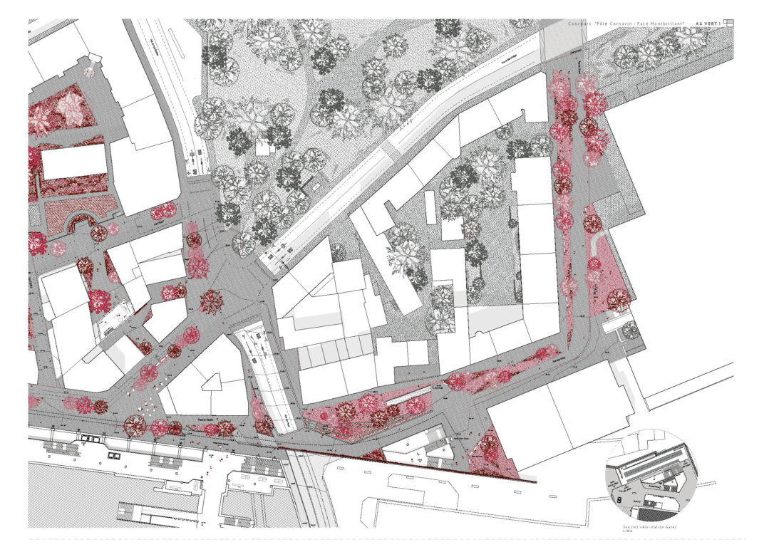 Plan des aménagements au nord de la gare de Cornavin - carrefour des Alpes