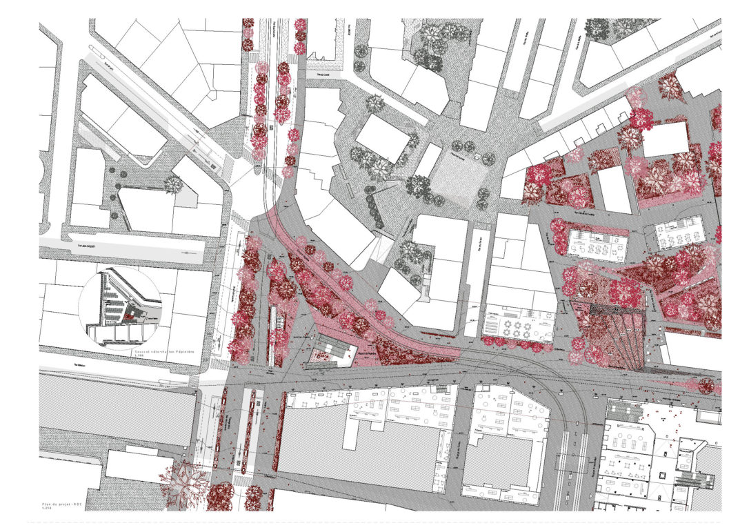 Plan des aménagements au nord de la gare de Cornavin - place de Montbrillant