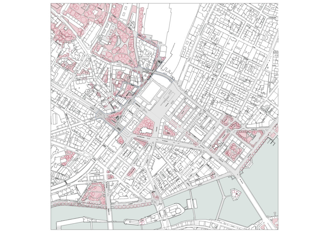 Plan masse du concours des aménagements au nord de la gare de Cornavin