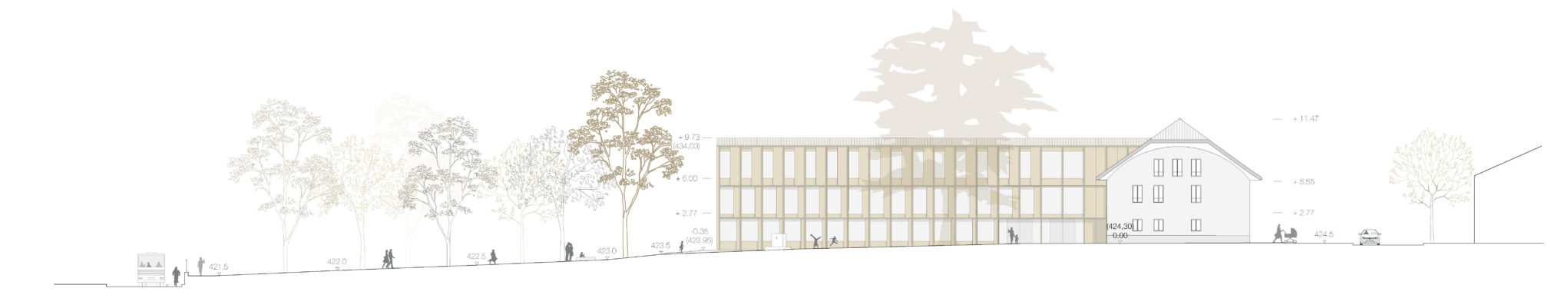 Elévation sur la salle communale