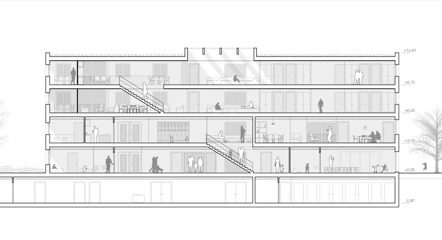 Coupe sur le bâtiment